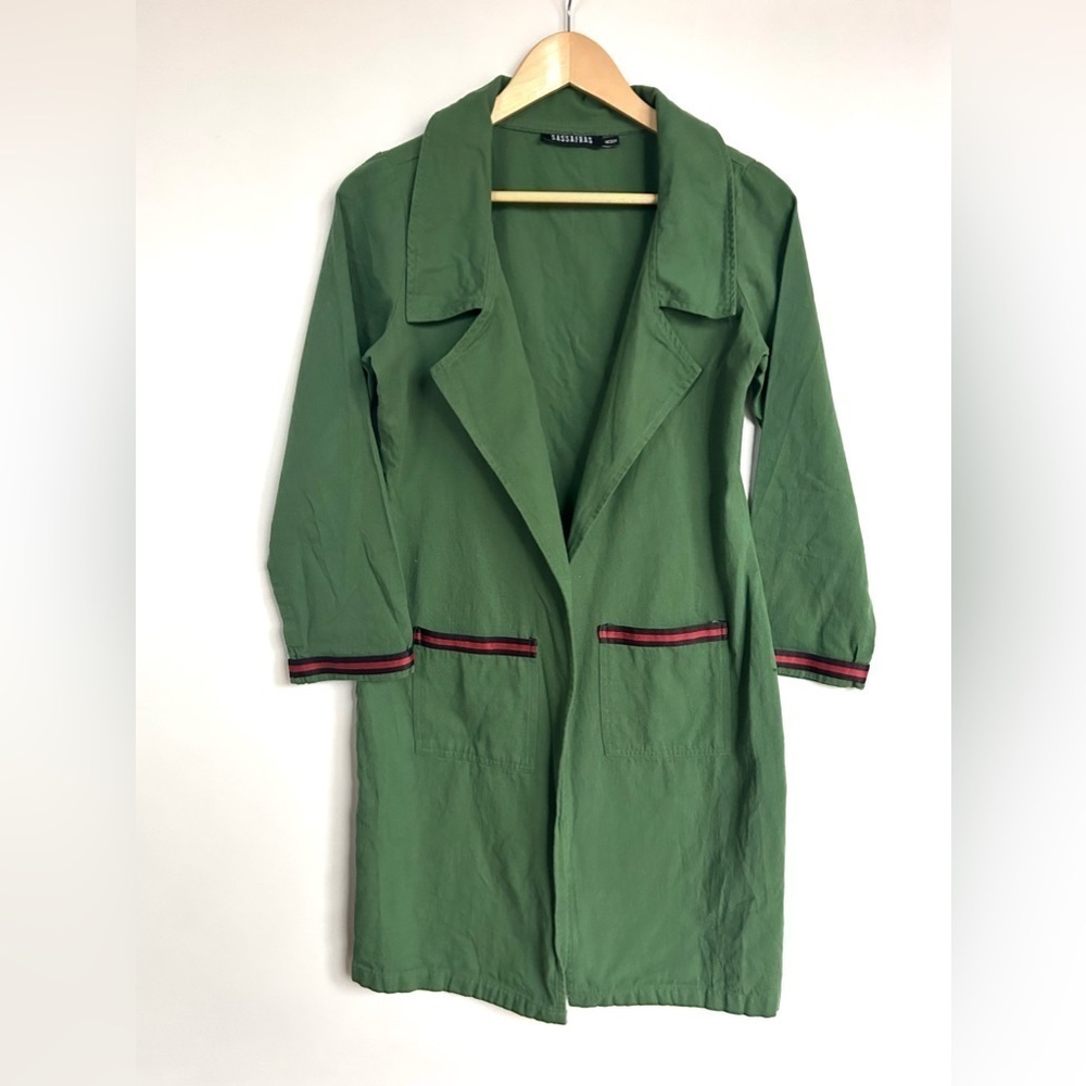 SASSAFRAS Women Longline Full Sleeve Green Shrug open jacket coat medium - Picture 6 of 8